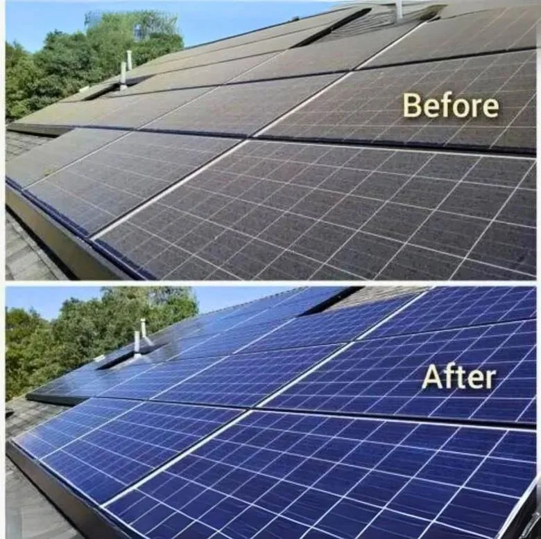 Solar panel before and after TSPC1 cleaning
