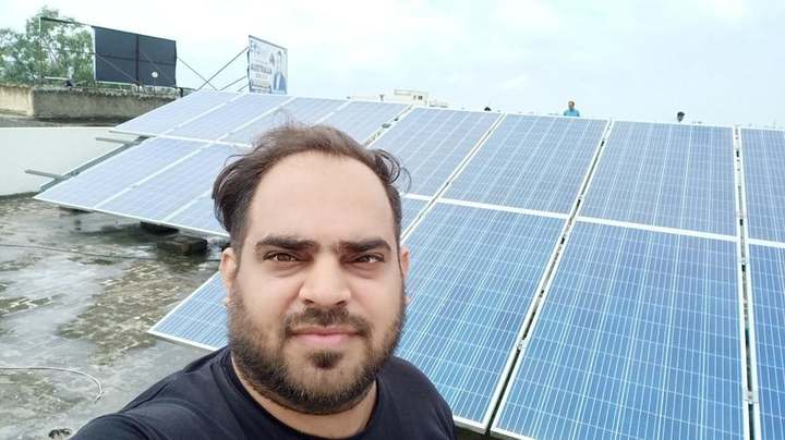 Mohit Wadhwa at solar installation site, Kurukshetra